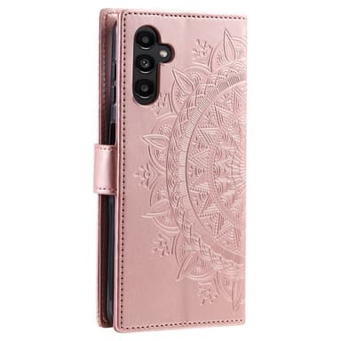 SKALO Samsung S24 FE Mandala lompakkokotelo - Ruusukulta