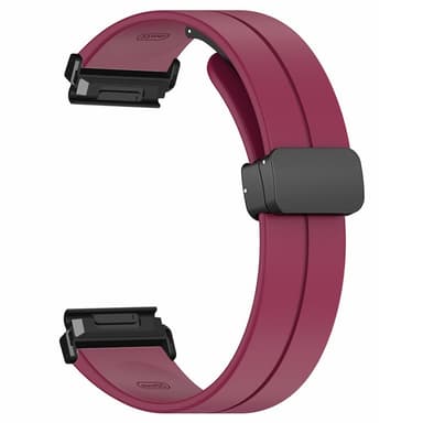 SKALO Silikoniranneke metallisolki Garmin Fenix 7/7 Pro 47mm - Viininpunainen