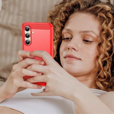 SKALO Samsung S24 FE Armor Carbon Iskunkestävä TPU suojakuori - Punainen