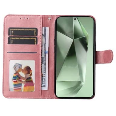 SKALO Samsung S24 FE PU-nahkainen Lompakkokotelo - Pinkki