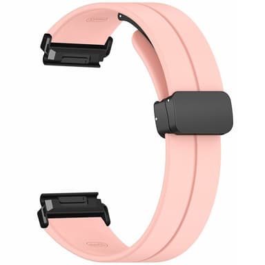 SKALO Silikoniranneke metallisolki Garmin Fenix 7/7 Pro 47mm - Pinkki