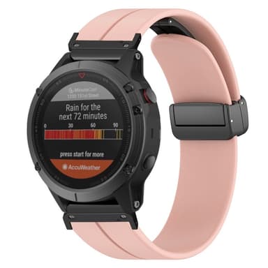 SKALO Silikoniranneke metallisolki Garmin Fenix 7/7 Pro 47mm - Pinkki