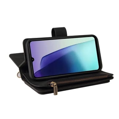 SKALO Xiaomi Redmi 14C Big Wallet 17-lokeroa Lompakkokotelo - Musta