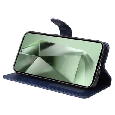 SKALO Samsung S24 FE PU-nahkainen Lompakkokotelo - Sininen