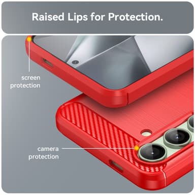 SKALO Samsung S24 FE Armor Carbon Iskunkestävä TPU suojakuori - Punainen