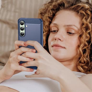 SKALO Samsung S24 FE Armor Carbon Iskunkestävä TPU suojakuori - Sininen