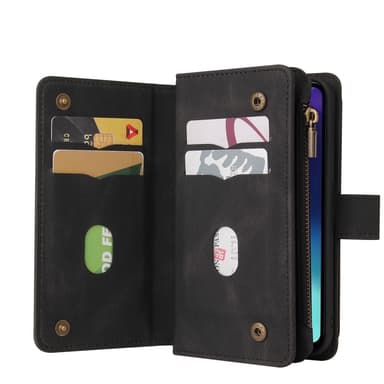 SKALO Xiaomi Redmi 14C Big Wallet 17-lokeroa Lompakkokotelo - Musta