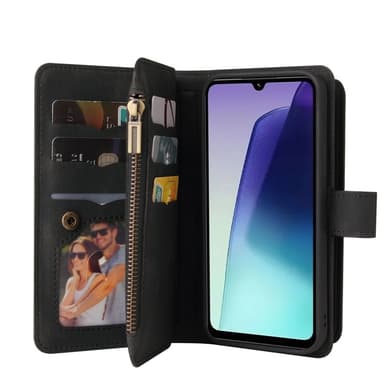 SKALO Xiaomi Redmi 14C Big Wallet 17-lokeroa Lompakkokotelo - Musta