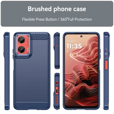 SKALO Motorola Moto G35 5G Armor Carbon Iskunkestävä TPU suojakuori - Sininen