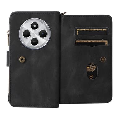 SKALO Xiaomi Redmi 14C Big Wallet 17-lokeroa Lompakkokotelo - Musta