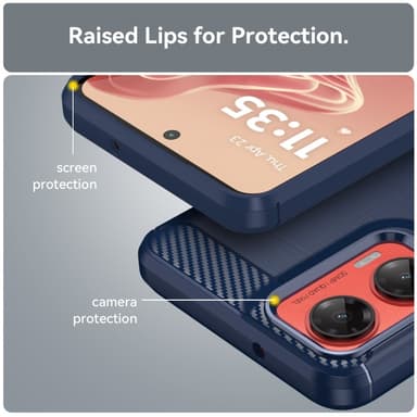 SKALO Motorola Moto G35 5G Armor Carbon Iskunkestävä TPU suojakuori - Sininen