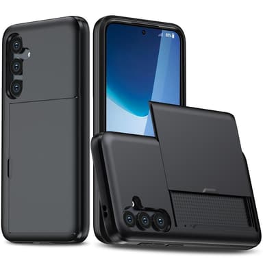 SKALO Samsung S24 FE Armor Suojakuori korttikotelo - Musta
