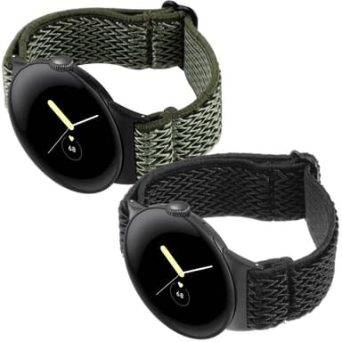SKALO Punottu nailonranneke Google Pixel Watch / Pixel Watch 2 - Musta