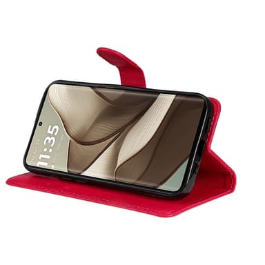SKALO Motorola Edge 50 5G PU-nahkainen Lompakkokotelo - Punainen