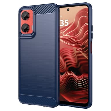 SKALO Motorola Moto G35 5G Armor Carbon Iskunkestävä TPU suojakuori - Sininen