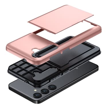 SKALO Samsung S24 FE Armor Suojakuori korttikotelo - Musta