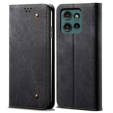 SKALO Motorola Edge 50 5G Jeans Lompakkokotelo - Musta