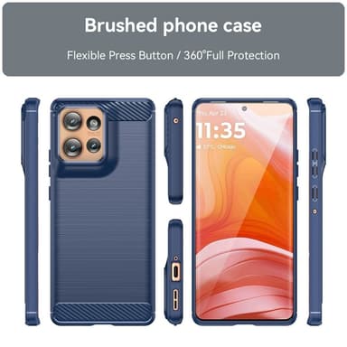 SKALO Motorola Edge 50 5G Armor Carbon Iskunkestävä TPU suojakuori - Sininen
