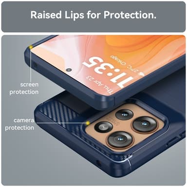 SKALO Motorola Edge 50 5G Armor Carbon Iskunkestävä TPU suojakuori - Sininen
