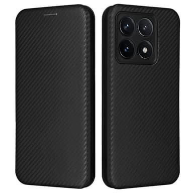 SKALO Xiaomi 14T Carbon Fiber Lompakkokotelo - Musta
