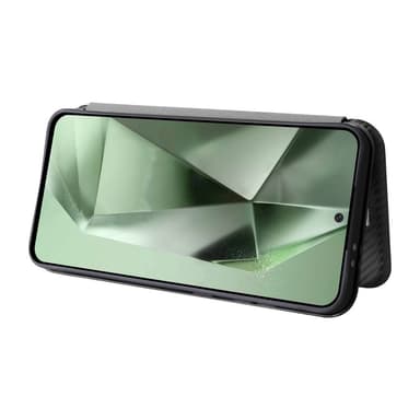 SKALO Samsung S24 FE Carbon Fiber Lompakkokotelo - Musta