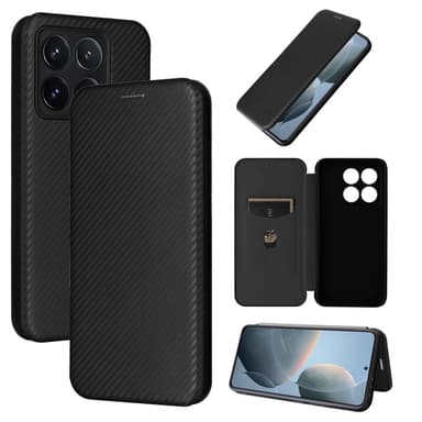SKALO Xiaomi 14T Carbon Fiber Lompakkokotelo - Musta