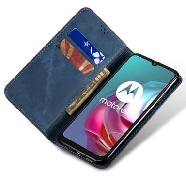SKALO Motorola Edge 50 5G Jeans Lompakkokotelo - Sininen