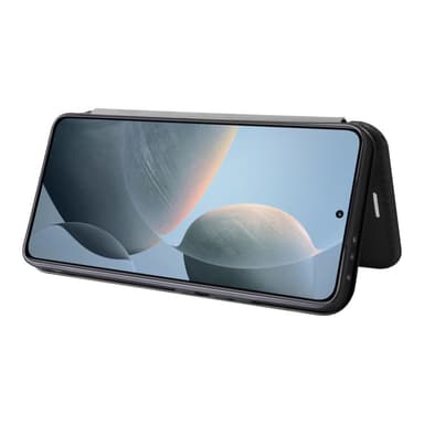 SKALO Xiaomi 14T Carbon Fiber Lompakkokotelo - Musta