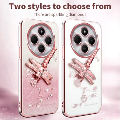 SKALO Xiaomi Redmi 14C KADEM Dragonfly Glitter Suojakuori - Violetti