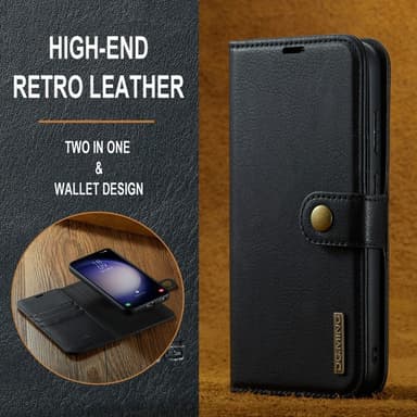 DG MING Samsung S24 FE 2-in-1 magneetti lompakkokotelo - Musta