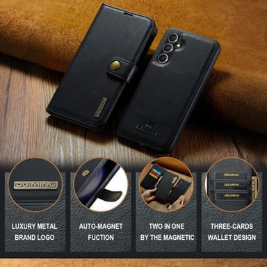 DG MING Samsung S24 FE 2-in-1 magneetti lompakkokotelo - Musta