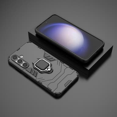 SKALO Samsung S24 FE Armor Hybridi metallirengas kuori - Musta