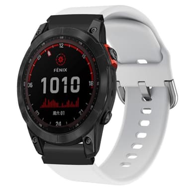SKALO Garmin Fenix 7S/7S Pro 42mm Silikoniranneke Muotoiltu - Valkoinen
