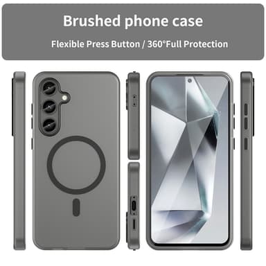 SKALO Samsung S24 FE Matta Translucent Hybrid Suojakuori - Musta
