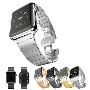 SKALO Teräsranneke ""Flat"" Apple Watch Series 7-9 41mm - Musta