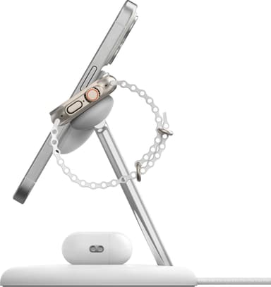 Belkin BoostCharge Pro 3-in-1 Qi2 langaton latausteline (valkoinen)