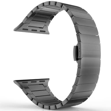 SKALO Teräsranneke ""Flat"" Apple Watch Series 7-9 41mm - Musta