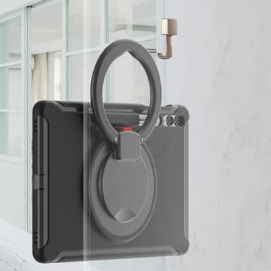 SKALO Samsung Tab S9+/S9 FE+ Extra Shockproof Armor 360 Kahva/Tripod Suojakuori - Musta