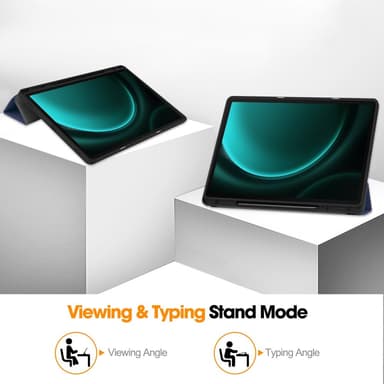 SKALO Samsung Tab S9+/S9 FE+ Trifold Suojakotelo - Tummansininen