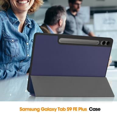 SKALO Samsung Tab S9+/S9 FE+ Trifold Suojakotelo - Tummansininen