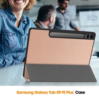 SKALO Samsung Tab S9+/S9 FE+ Trifold Suojakotelo - Ruusukulta