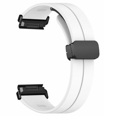 SKALO Silikoniranneke metallisolki Garmin Fenix 8 47mm - Valkoinen