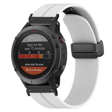 SKALO Silikoniranneke metallisolki Garmin Fenix 8 47mm - Valkoinen