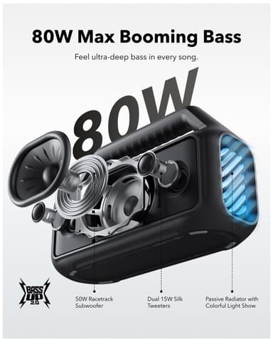Soundcore Boom 2 kannettava langaton kaiutin (musta)
