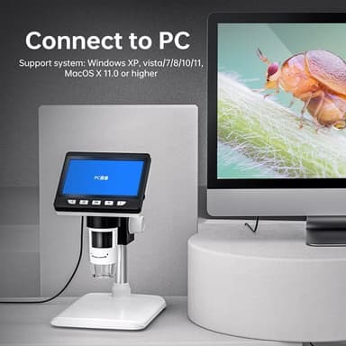 Digitaalinen mikroskooppi LCD-näytöllä ja jopa 1000-kertaisella suurennoksella