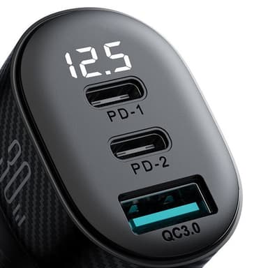 Joyroom Autolaturi 30W 2x USB-C 1x USB - Musta