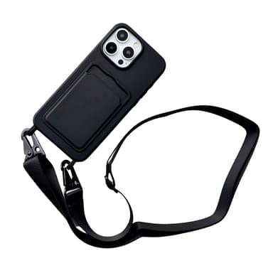 Suojaava iPhone 16 -sarjan puhelinkotelo korttipidikkeellä ja rannehihnalla iPhone 16 Pro Max
