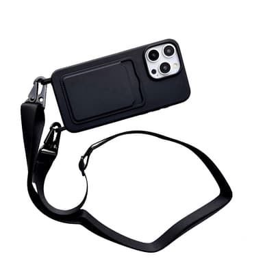 Suojaava iPhone 16 -sarjan puhelinkotelo korttipidikkeellä ja rannehihnalla iPhone 16 Pro Max