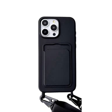 Suojaava iPhone 16 -sarjan puhelinkotelo korttipidikkeellä ja rannehihnalla iPhone 16 Pro Max