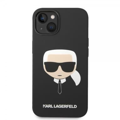Karl Lagerfeld iPhone 14 Plus Kuori Liquid Silicone Karl Musta